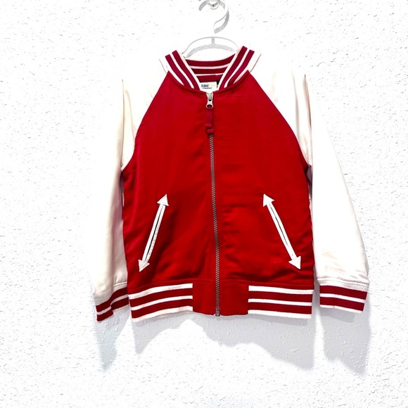OshKosh B'gosh bomber Kids Jacket in Vibrant Red and Soft Cream 5T - Picture 1 of 6